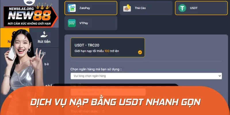 Nhà cái có cung cấp dịch vụ nạp bằng USDT